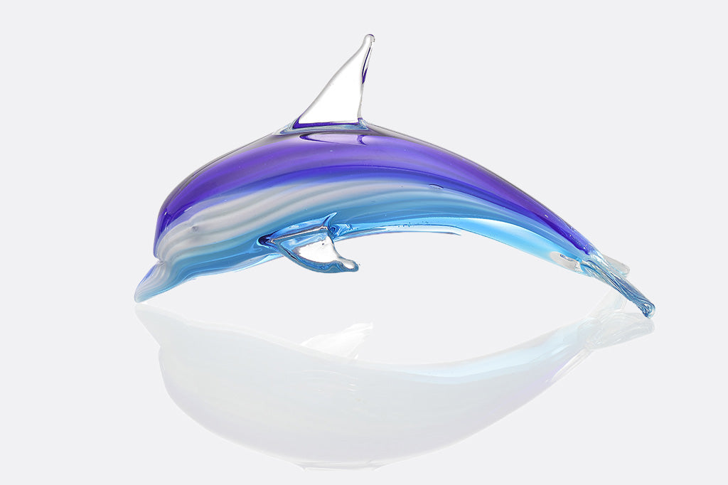 blue dolphin glass figurine decor