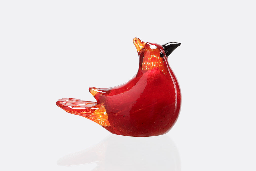 red cardinal glass decor