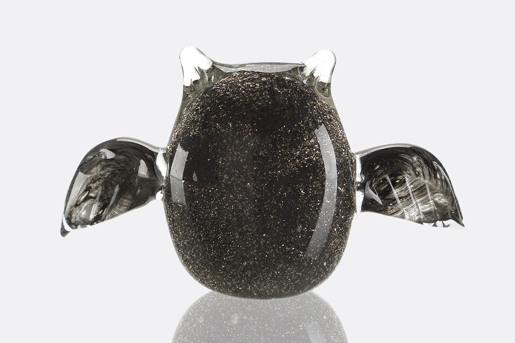 glitter and swirl black glass figuring of bat with fangs