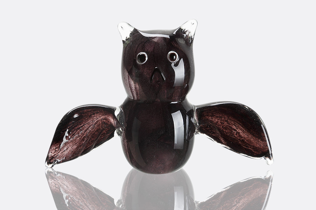 dark purple glass bat decor