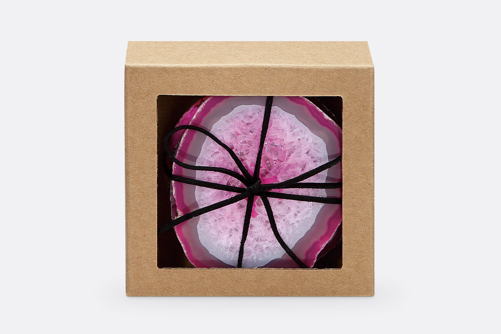 Set of four coasters packaged in box #color_pink