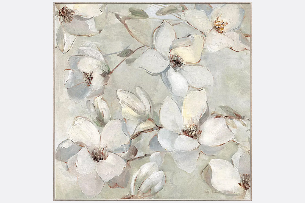 Framed wall art of magnolia flowers