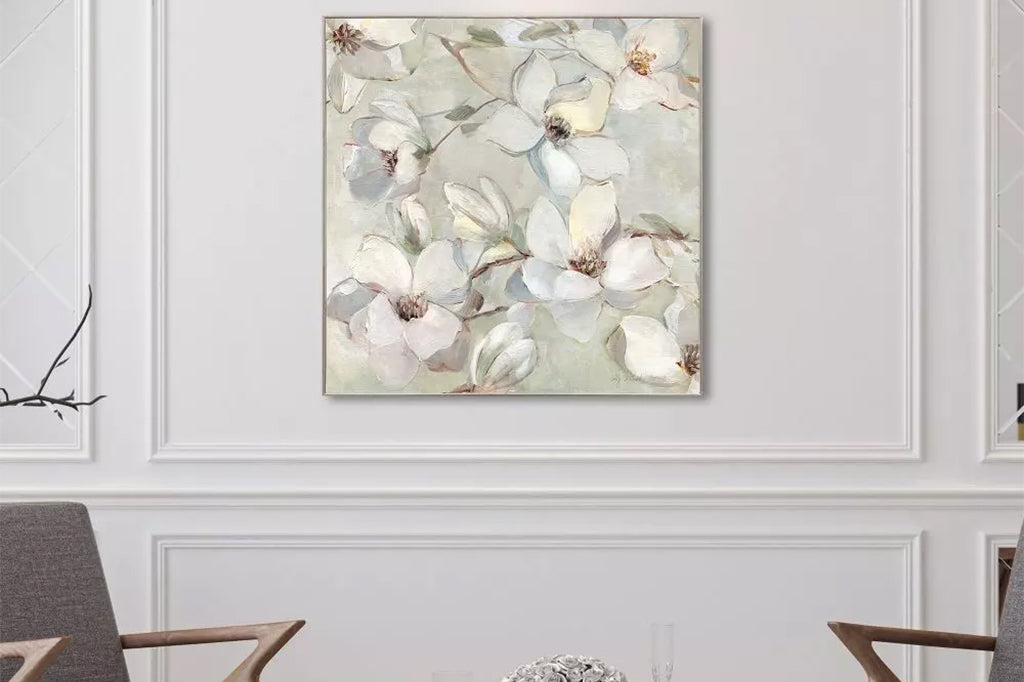 Framed wall art of magnolia flowers