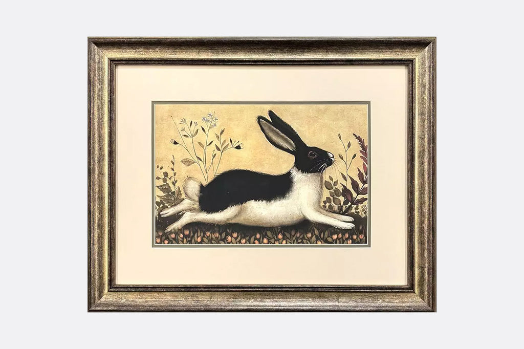 Framed prints of rabbits running