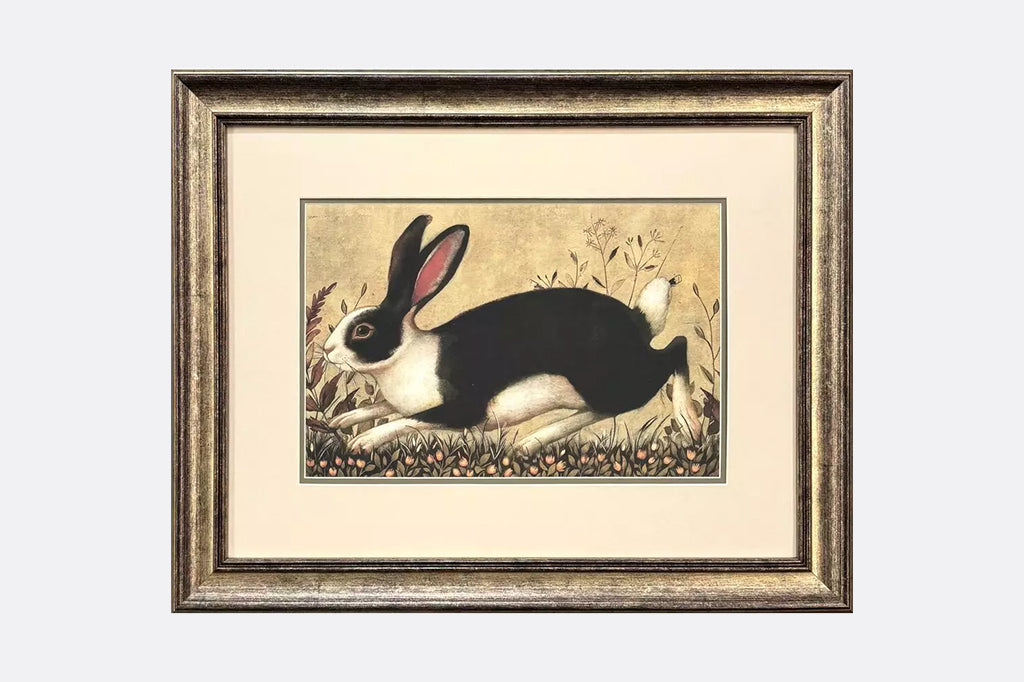 Framed prints of rabbits running