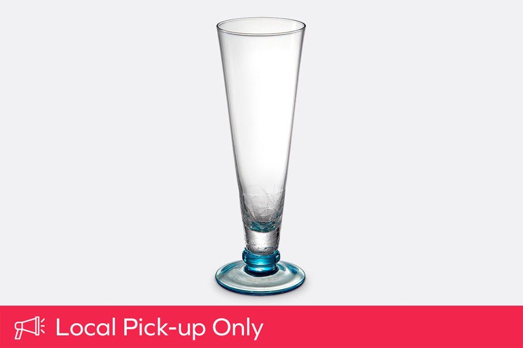 Footed Highball Cocktail Glasses, Sky Blue, Set of 6