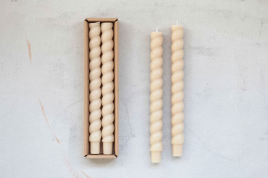 cream colored twisted taper candle