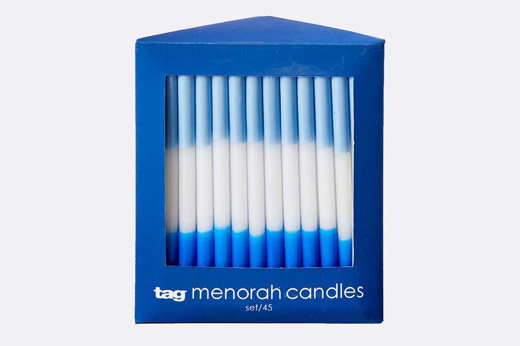 light blue and white gradient menorah candles. Set of 45 candles