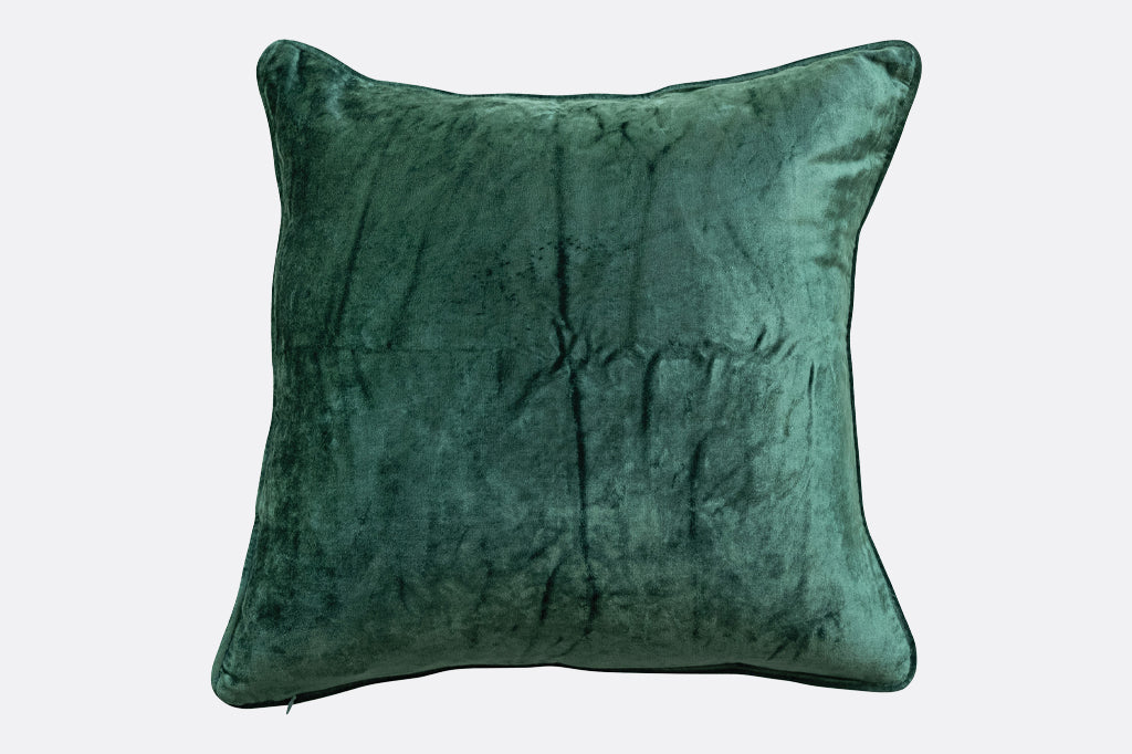 velvet dark green blue back of pillow