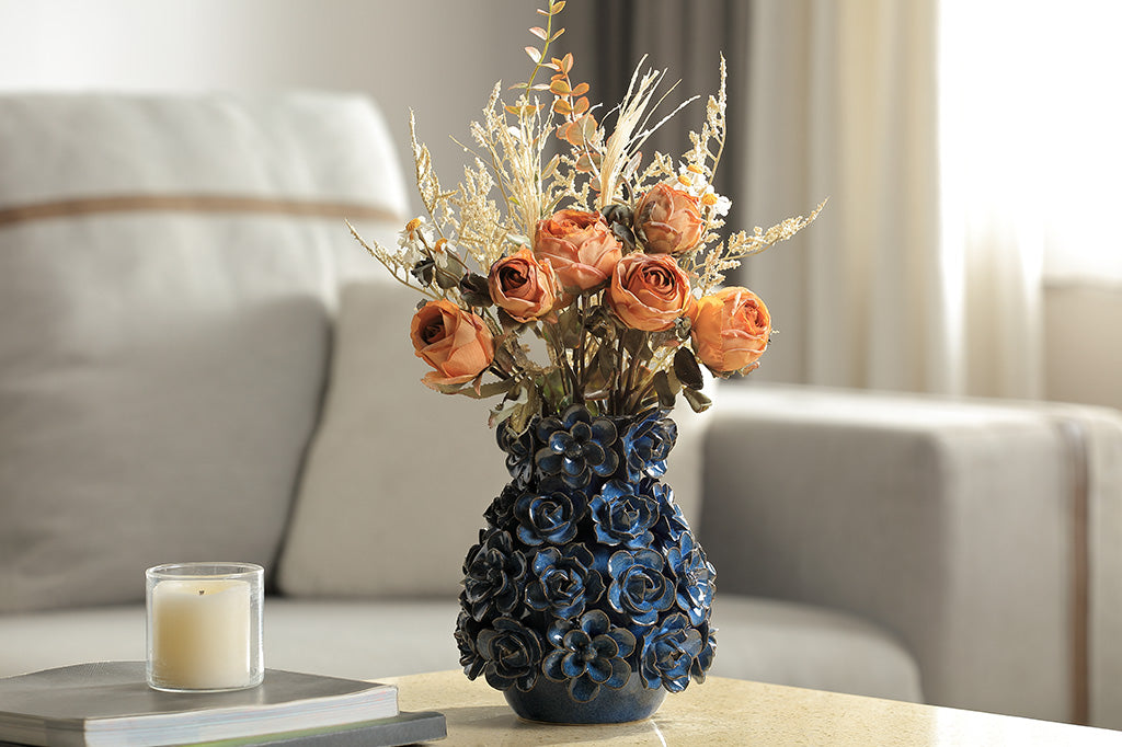 Ceramic vase with a flower design