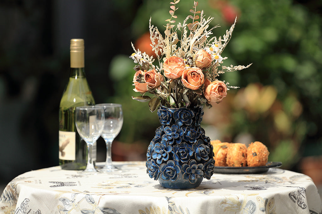 Ceramic vase with a flower design