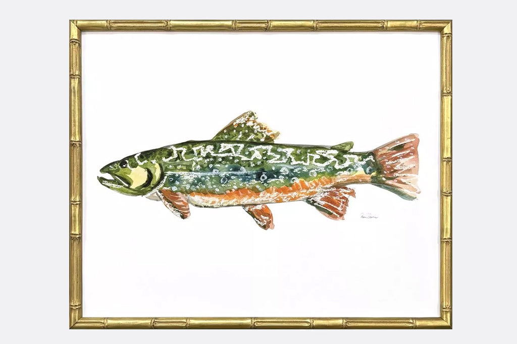 close up of printed colorful trout