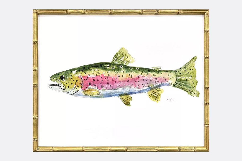 close up of printed colorful trout