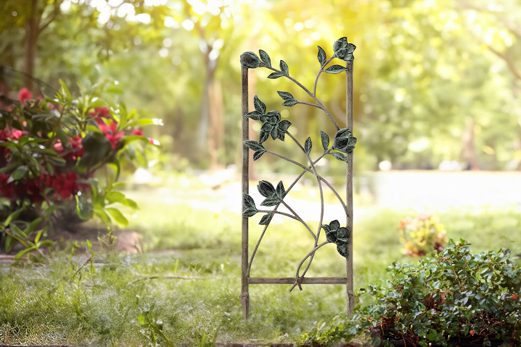 Magnolia Garden Trellis (short) in a garden with azelea bushes