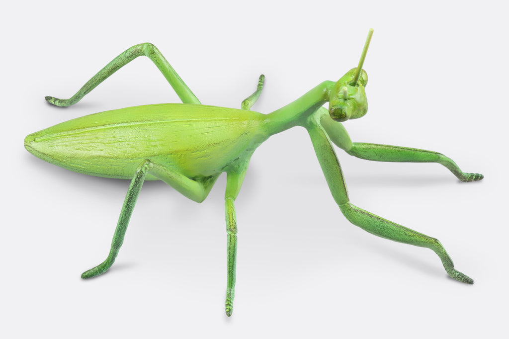 cast metal bright green prayer mantis garden sculpture