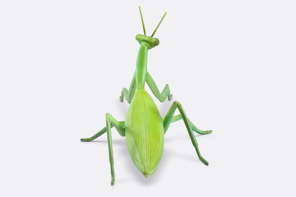 cast metal bright green prayer mantis garden sculpture