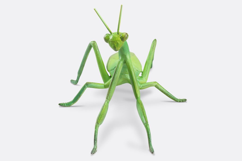 cast metal bright green prayer mantis garden sculpture