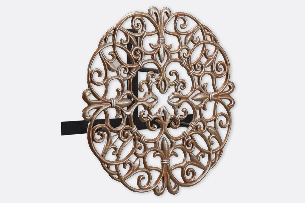 Metal rose gold tinted hose holder side view