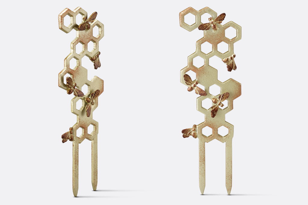 cast aluminum honeycomb and bee trellis, the bee detail are 3-D