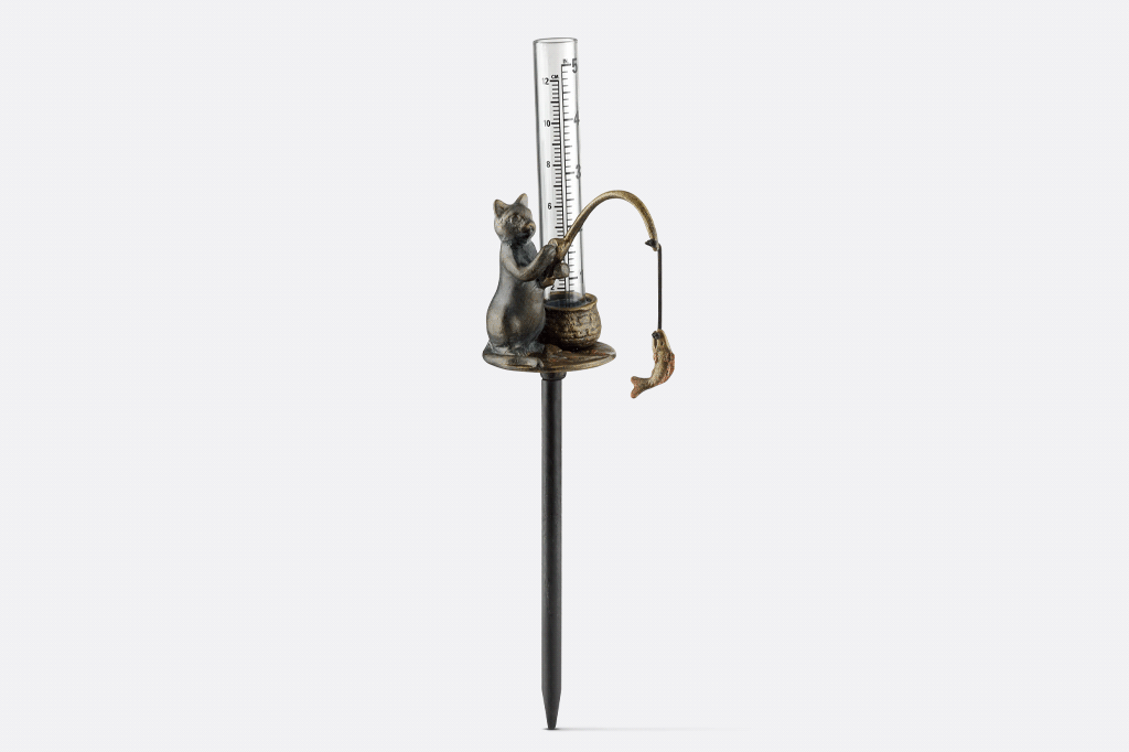rotating animation of cat fishing rain catcher