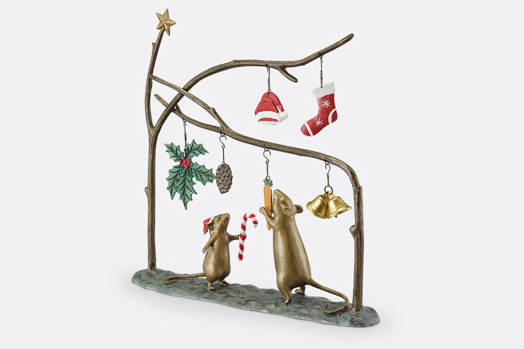 Decorative scene with mice and Christmas decorations