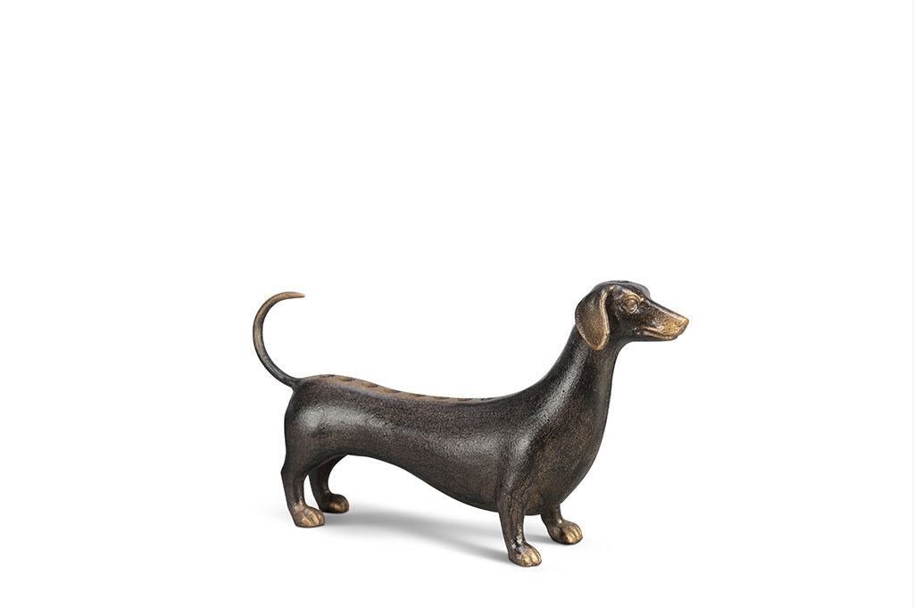 A dachshund-shaped Hanukkah menorah.