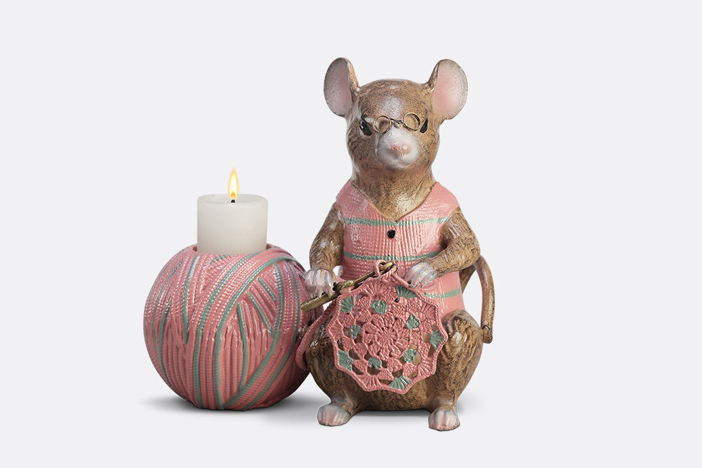 Mrs Mia Crochet Mouse Candle Holder