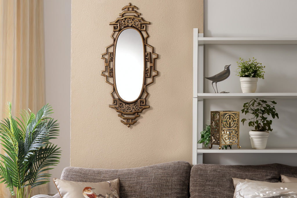 room with Asian Tapestry Collection Items like Ming mirror and ming garden lantern