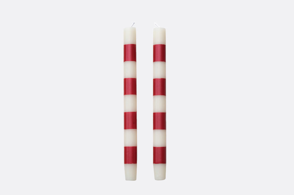 Candy Cane Stripped red and white taper candles set of two