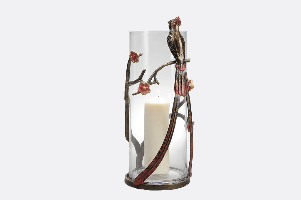 back view of flycatcher bird on grand vase 