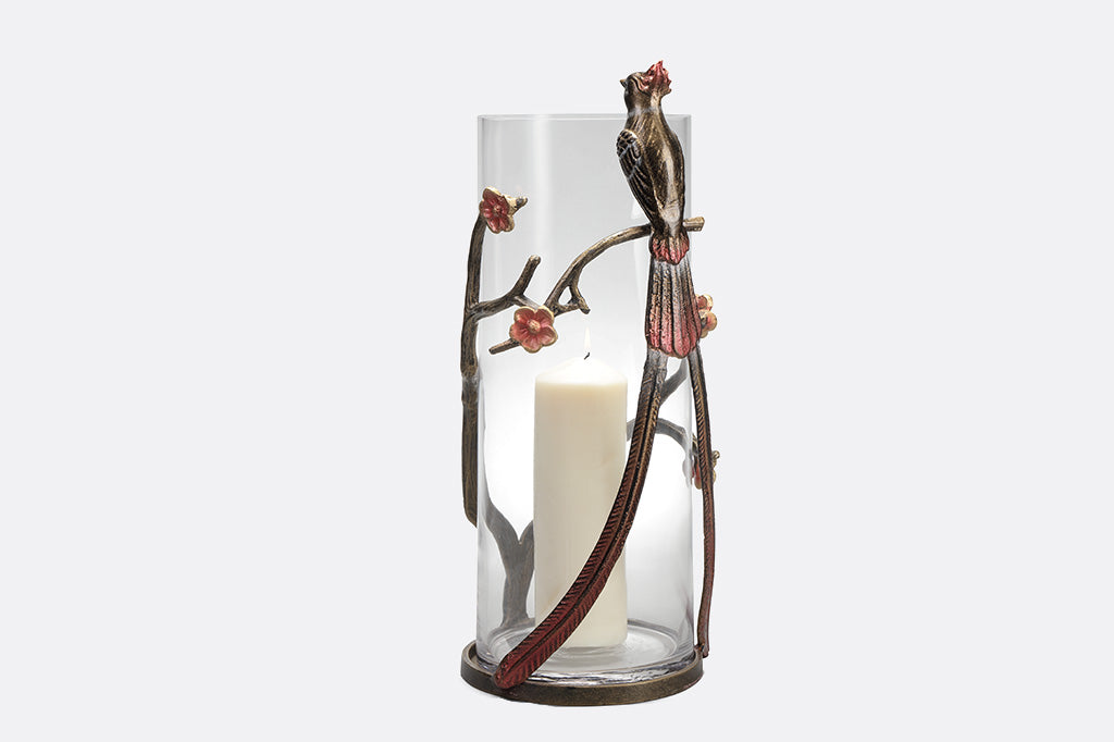 back view of flycatcher bird on grand vase