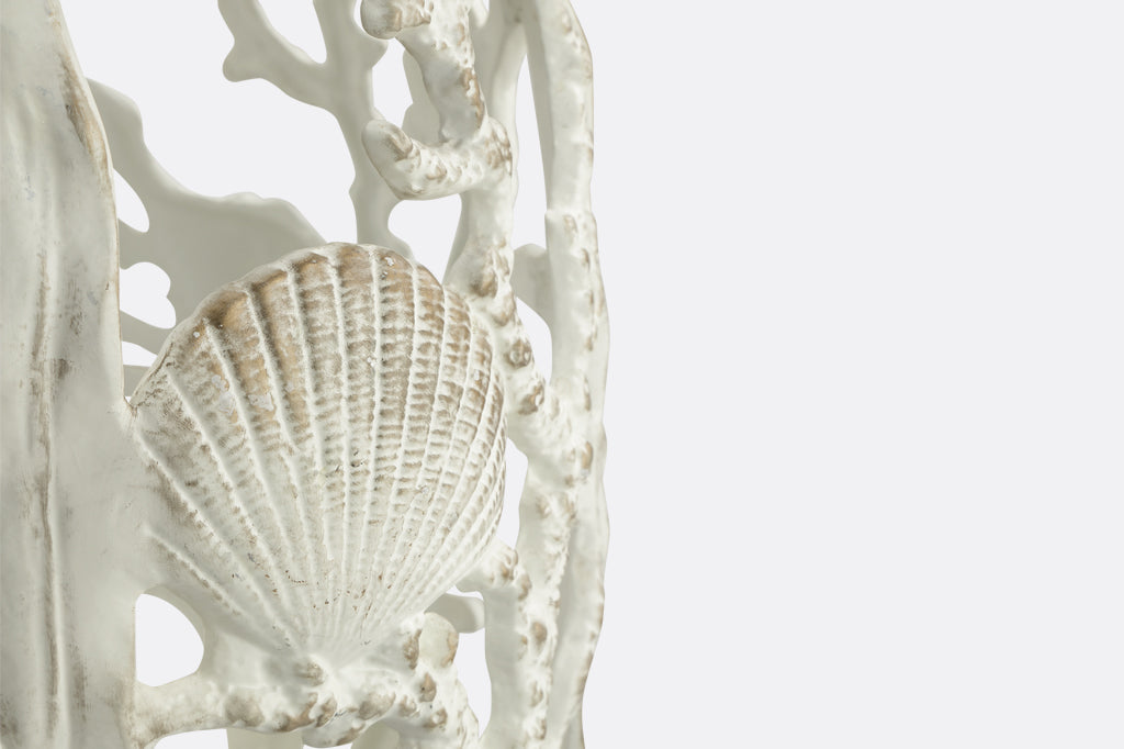 Under the Sea Stool in White, closeup view of scallop sea shell
#color_white