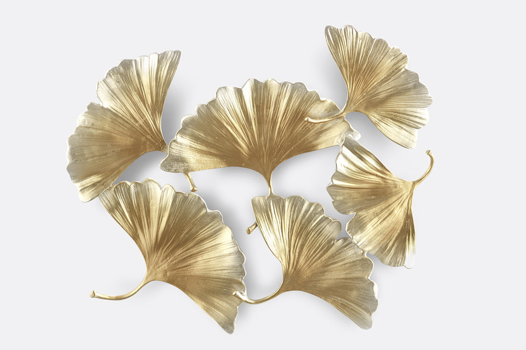 wall art of ginkgo gold leaves in flurry of 6