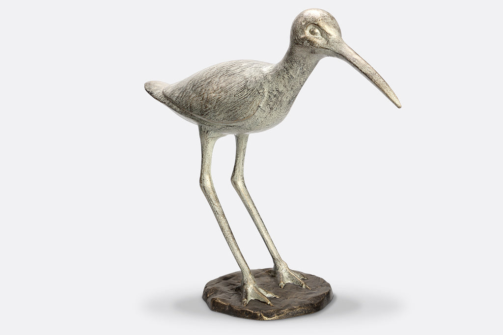 cast metal sandpiper sculpture