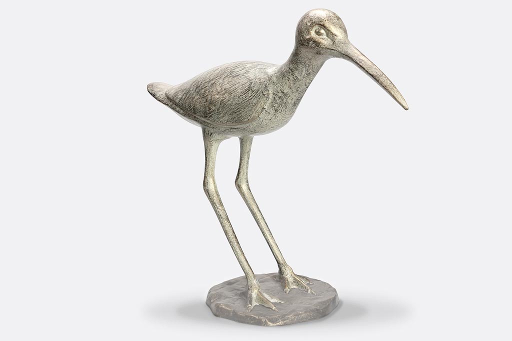 cast metal sandpiper sculpture