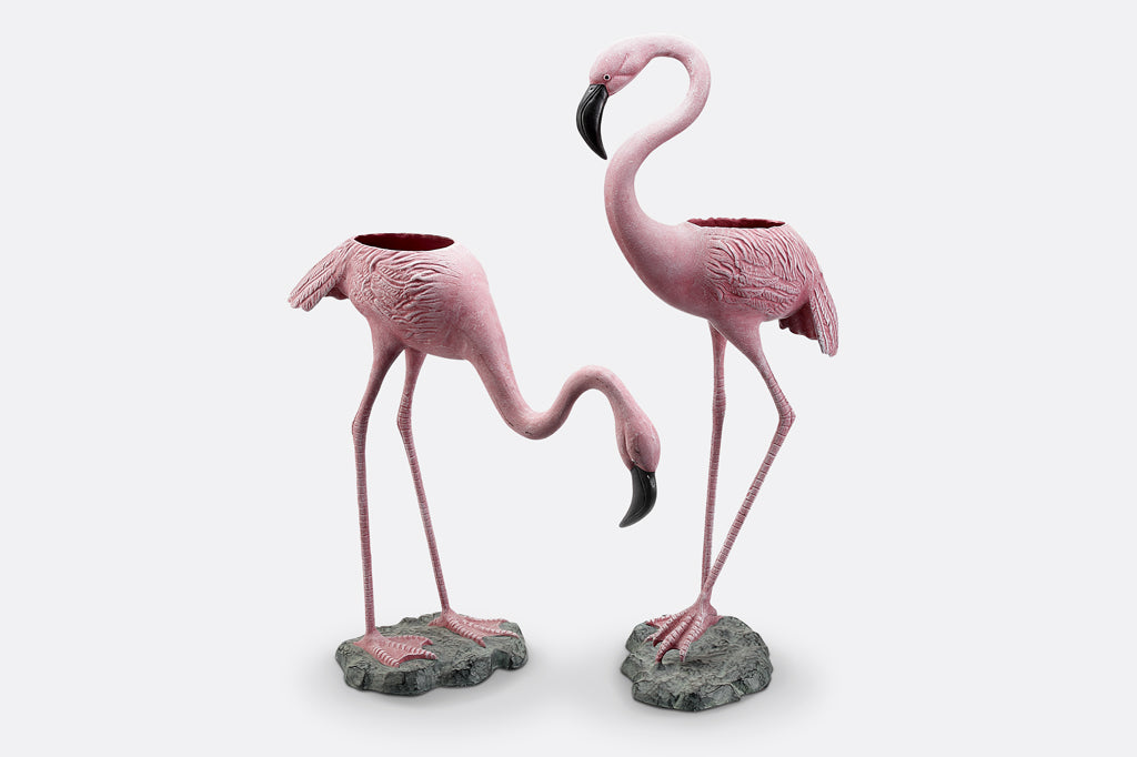 Tropical Flamingo Planters Pair