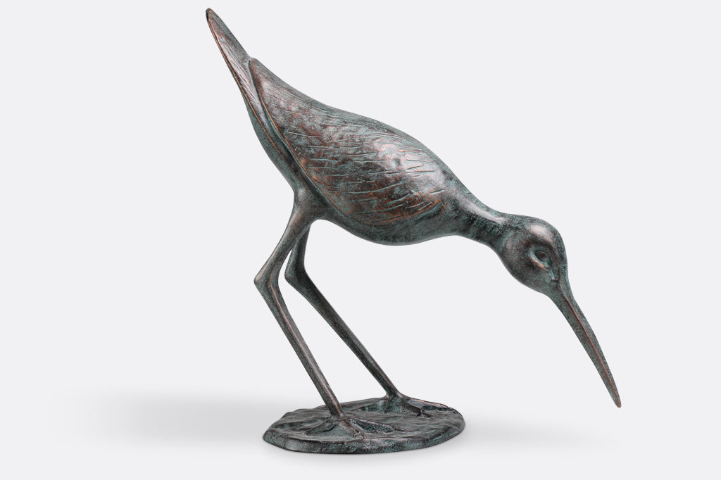 espresso with copper highlights sandpiper sculpture cast metal