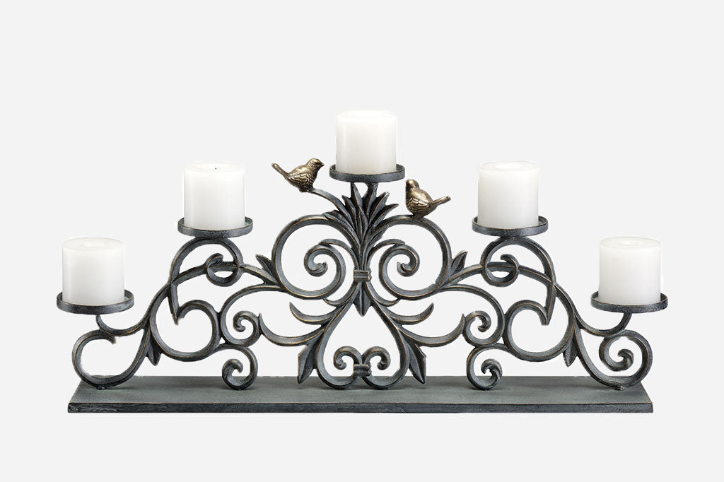 Uccelli e Alloro Pillar Candelabra with 5 pilar candles