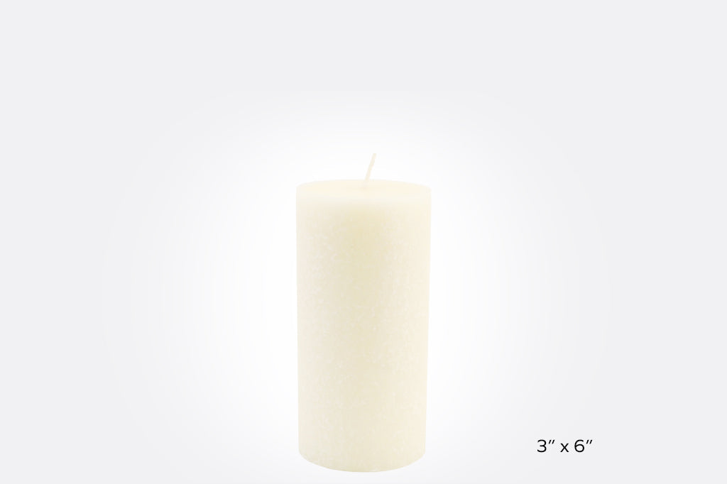 ivory pillar candle 3" by 6" inches