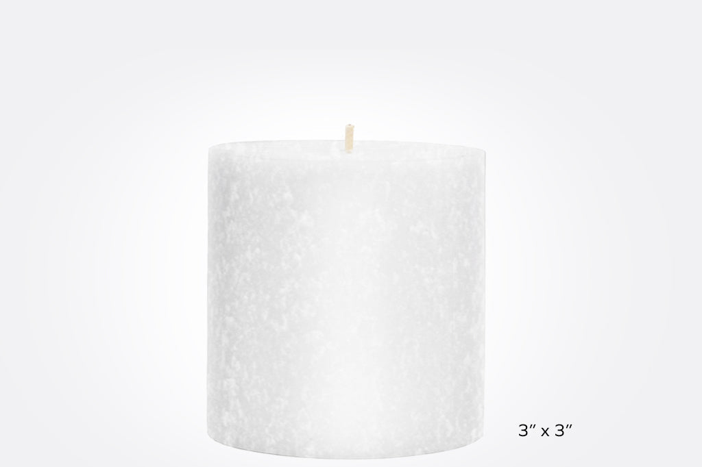 white pillar candle 3" by 3" inches
