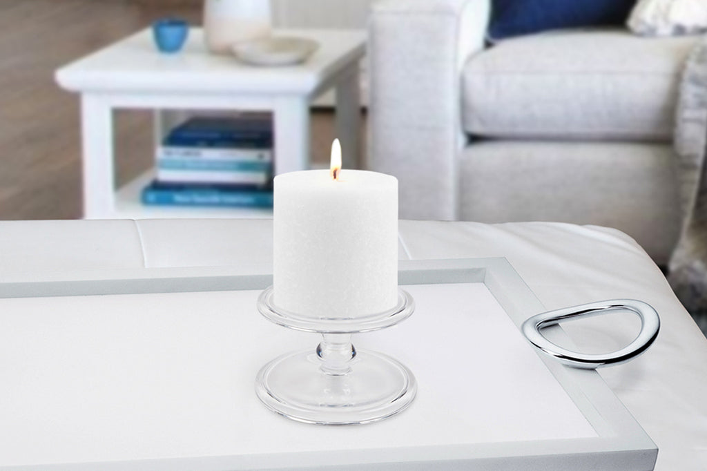 white pillar candle 3" by 3" inches