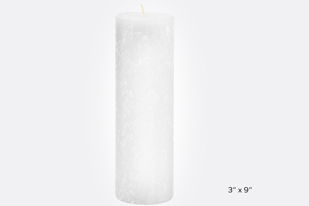 white pillar candle 3" by 9"inches