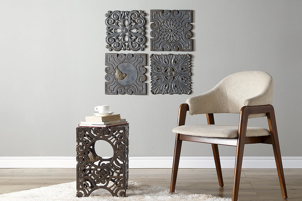 espresso finish Acantilado stool with apistrano wall plaques in background
#color_Espresso Bronze