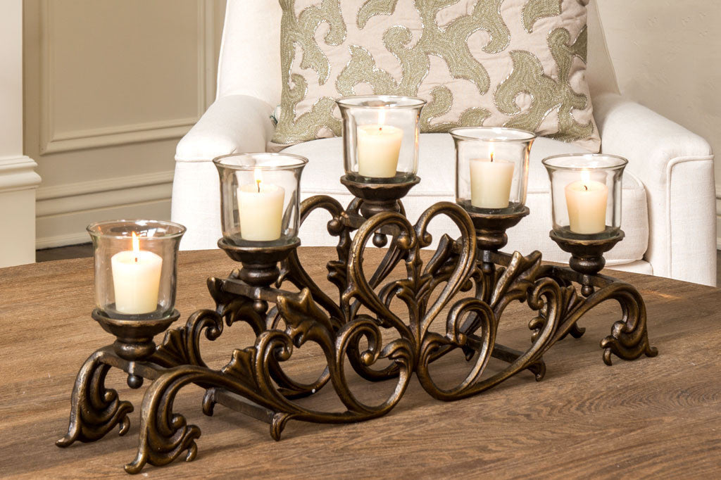 Belrose Candelabra Room Setting with loveseat in background