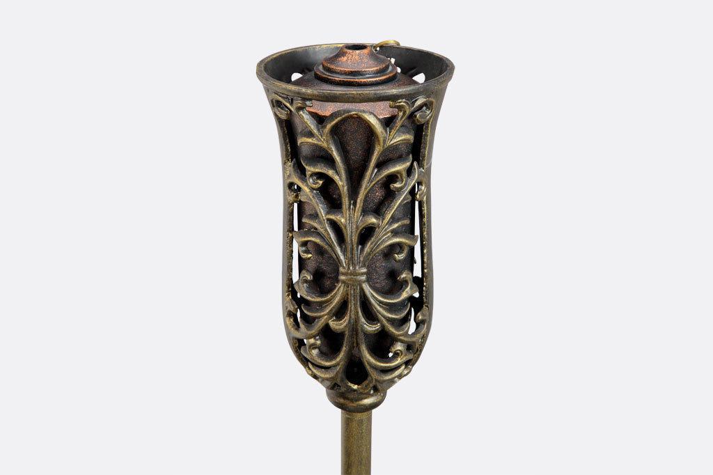 Pergamena Tall Oil Lantern Detail of scrollwork on side