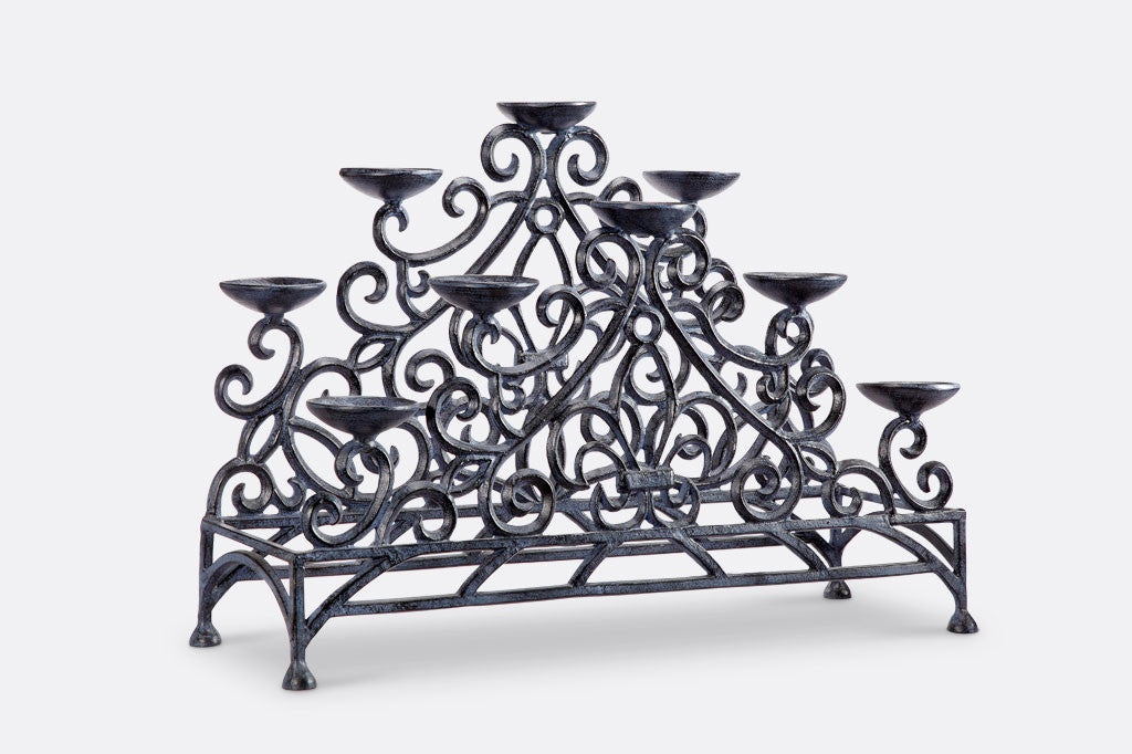 Stylized Fleur de Lys Fireplace Candelabra Zinc
#color_zinc