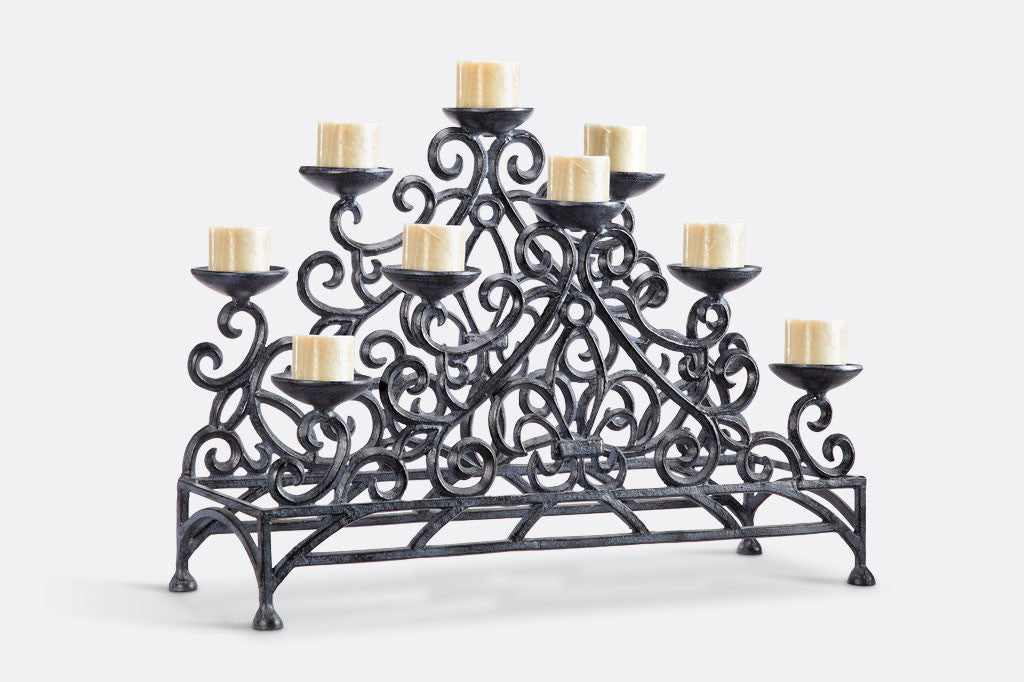Stylized Fleur de Lys Fireplace Candelabra Zinc
#color_zinc