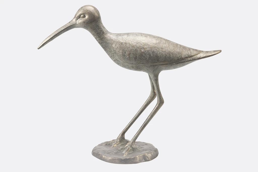 cast metal sandpiper sculpture