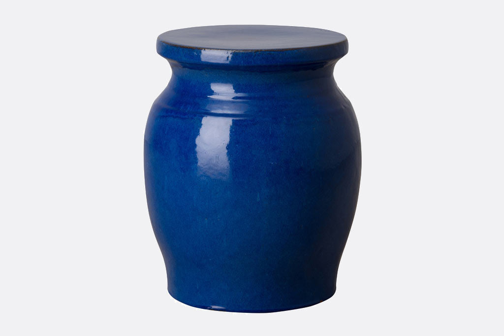 Blue Urna Garden Seat - ceramic glazed, solid surface