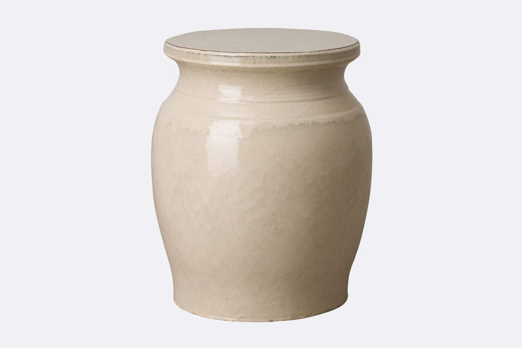 Cream Urna Garden Seat - ceramic and cylindrical shape with flared seat